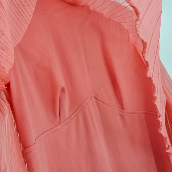 Vintage 70's Dress Gown Pink Chiffon Satin Layered Cape Long Sleeve Maxi Size XS - Picture 6 of 12